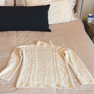 Marled Cream Cable Knit Turtleneck Sweater